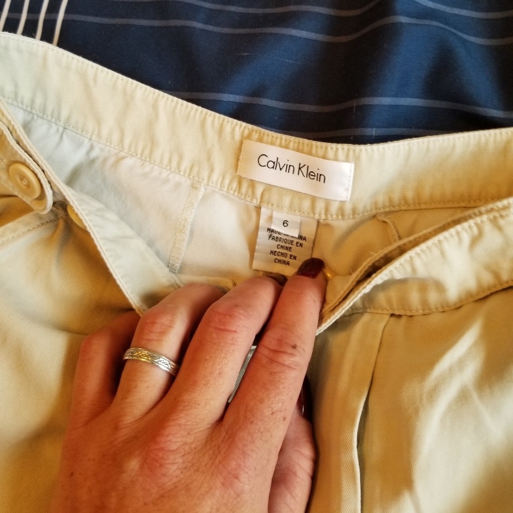 Calvin Klein tan capri's. Size 6.